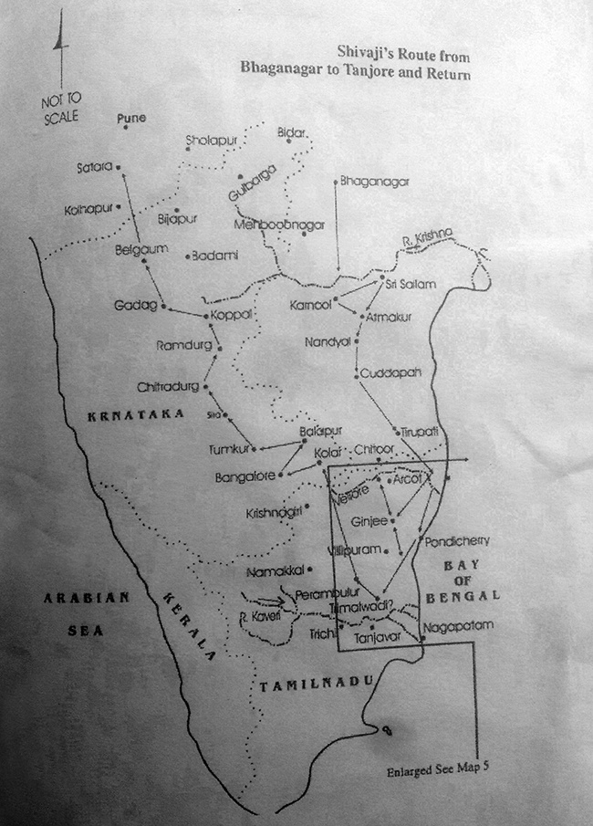दक्षिण दिग्विजय मोहीम मार्ग सांगता नकाशा - Dakshin Digvijay Return Journey Map